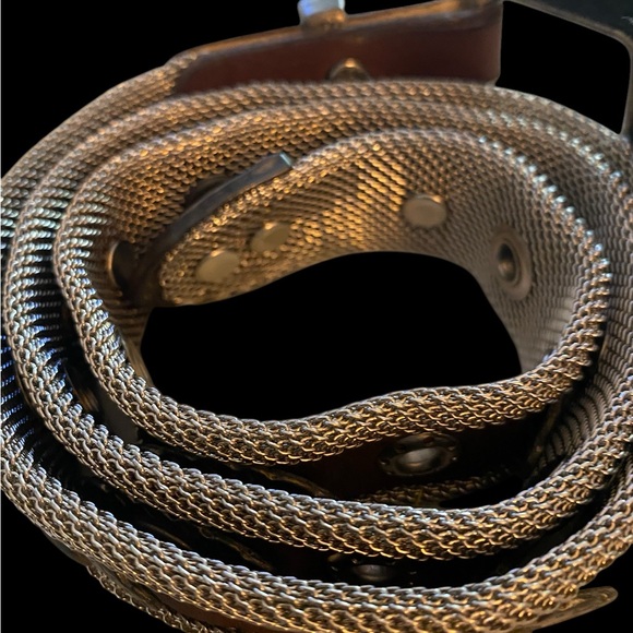 80s Vintage Sand Castle Leather & Mesh Belt (s/med) - Picture 9 of 12